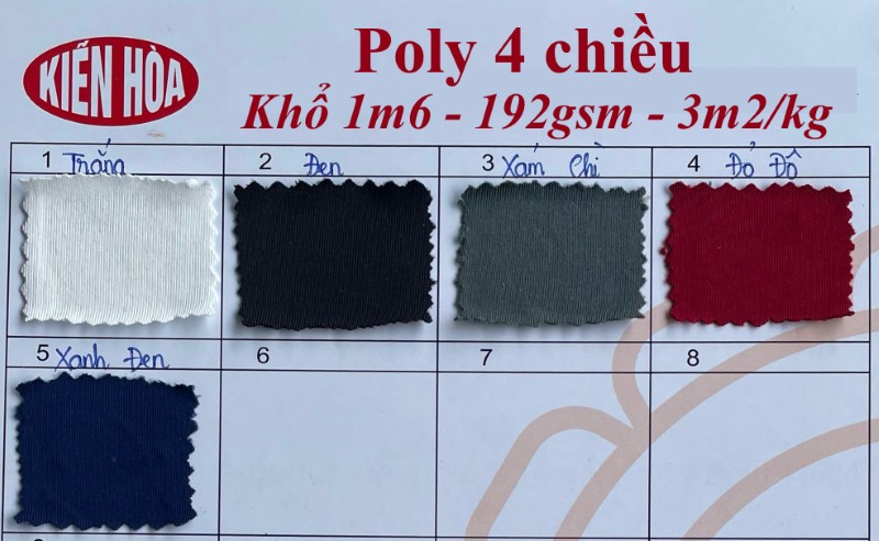 Bảng màu vải cá sấu poly 4c