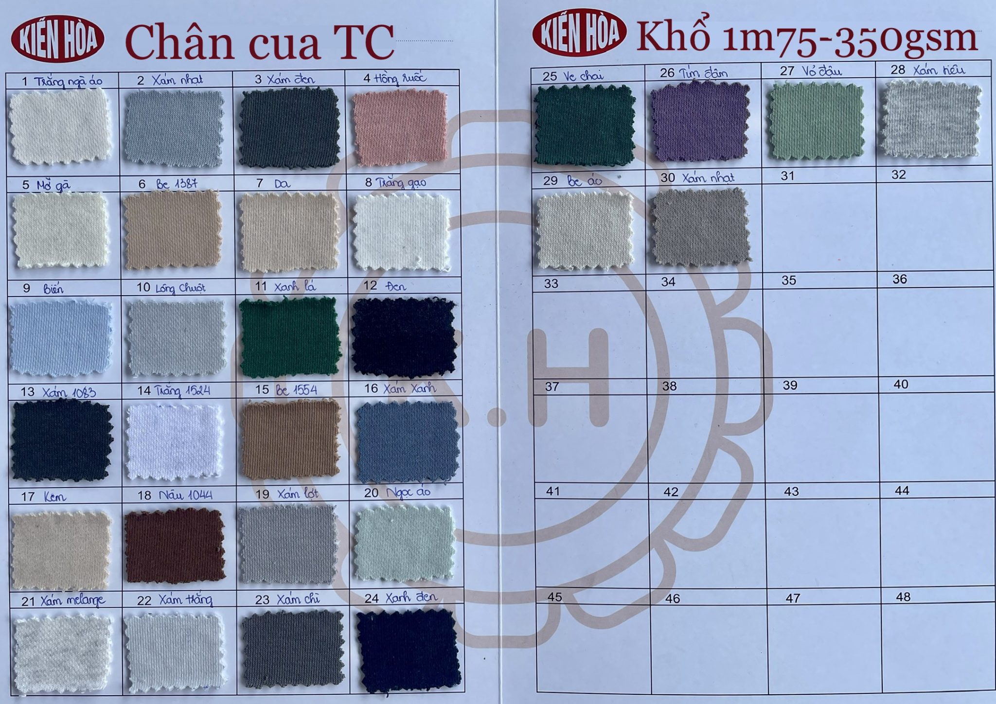 Bảng màu của chân cua TC