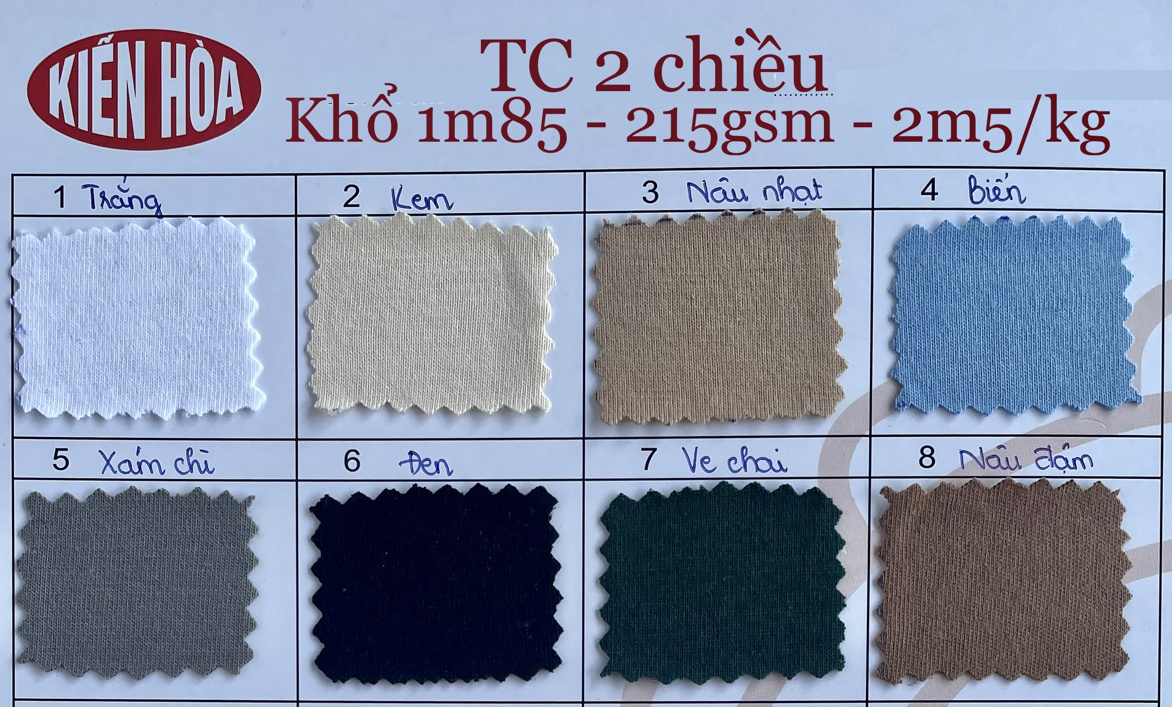 Bảng màu vải TC 2 chiều 35/65